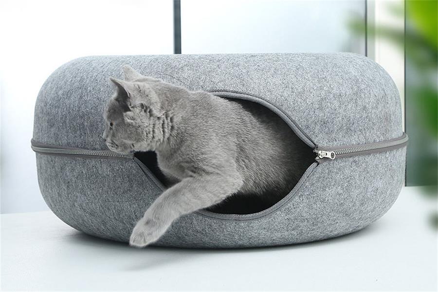 gatos cama túnel fieltro natural mascota gato cueva