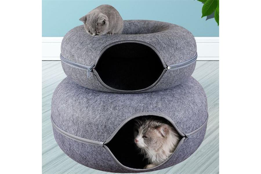 Cama cueva para gatos de fieltro con cremallera