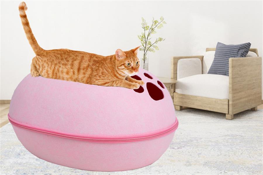 Arena para gatos de fieltro, cama para gatos tipo donut con cremallera