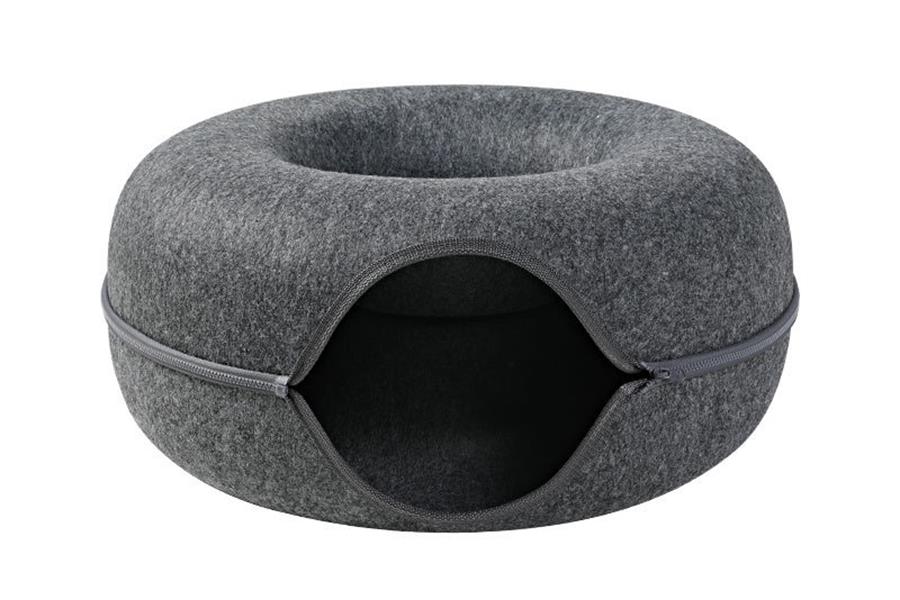 Cama redonda de lujo para perros y gatos, de felpa, con forma de donut